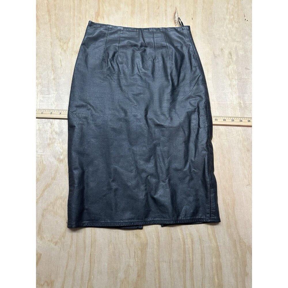 Cedars‎ Womens Straight Pencil Skirt Size 4 Black Leather Lined Vintage 80s 90’s